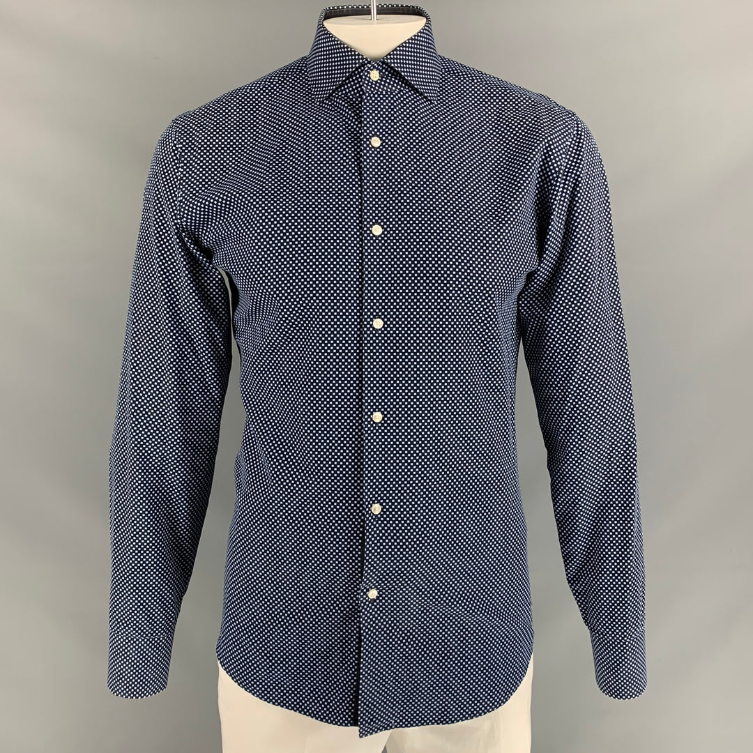 BOSS by HUGO BOSS Size L Black Light Blue Checkered  Long Sleeve Shirt