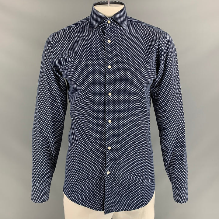 BOSS by HUGO BOSS Size L Black Light Blue Checkered  Long Sleeve Shirt