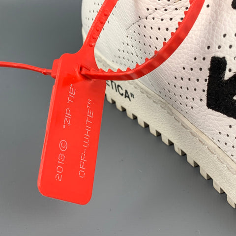 OFF-WHITE C/O VIRGIL ABLOH Helvetica Size 12 White Leather Lace Up Sneakers