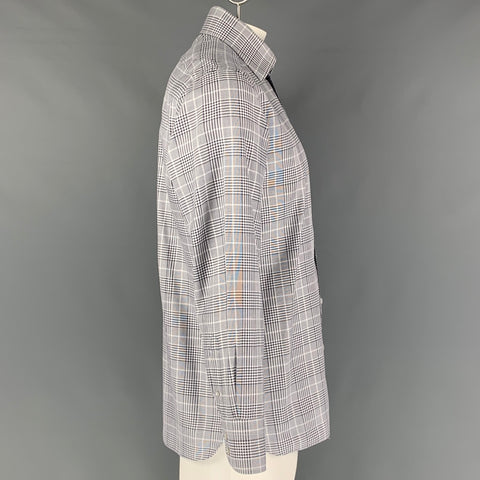 TOM FORD Size L Black & White Plaid Cotton Button Up  Long Sleeve Shirt