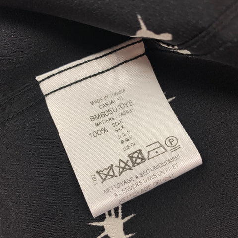 GIVENCHY Size L Black White Print Silk Button Up Long Sleeve Shirt