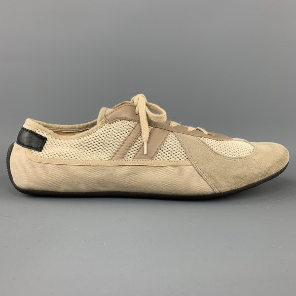 HELMUT LANG Size 11.5 Khaki Suede & Mesh Trainer Sneakers – Sui