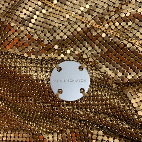 FANNIE SCHIAVONI Size S 18k Gold Mesh Spaghetti Straps Cocktail Dress