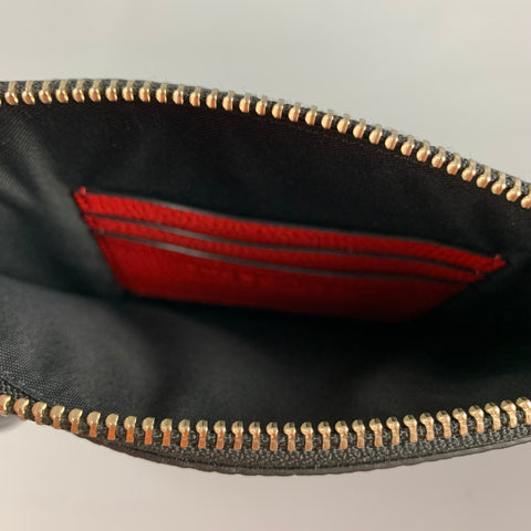 MARC JACOBS Red Black Logo Leather Wristlet Handbag