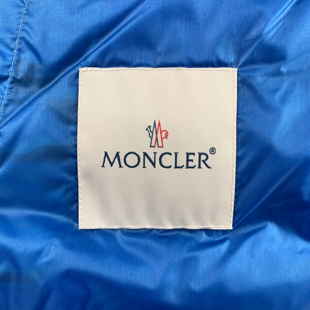 MONCLER Size XXL Blue Camouflage Polyamide Zip Up Hooded Vest