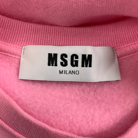 MSGM Jersey de cuello redondo de algodón de punto rosa y negro talla S