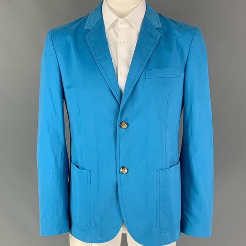 MARC JACOBS Size 42 Blue Cotton Notch Lapel Sport Coat