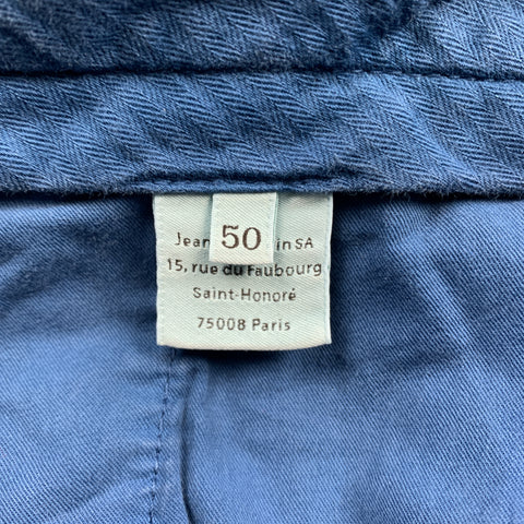 LANVIN Size 34 Blue Solid Cotton Zip Fly Casual Pants