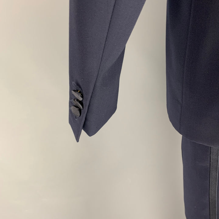 BURBERRY PRORSUM Size 38 Regular Navy Blue Virgin Wool Notch Lapel Tuxedo Suit