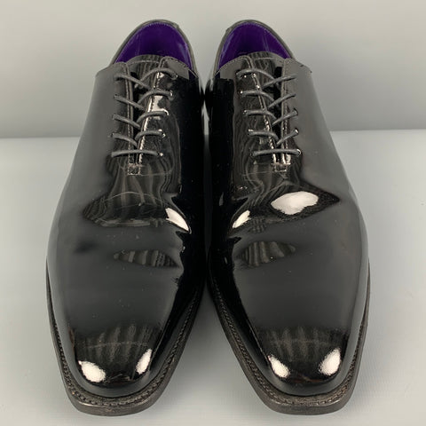 CROCKETT & JONES for BARNEYS NEW YORK Size 10 Black Leather Lace Up Loafers