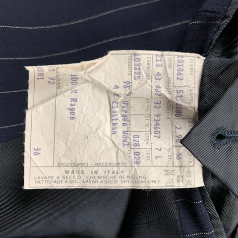 RALPH LAUREN Purple Label Navy Stripe Virgin Wool Peak Lapel Suit