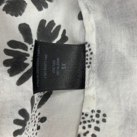 JONATHAN COHEN Size XS White Black Floral Cotton Camp Short Sleeve Shirt