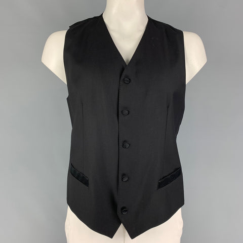 DOLCE &amp; GABBANA Talla 44 Chaleco con botones de seda y lana negra