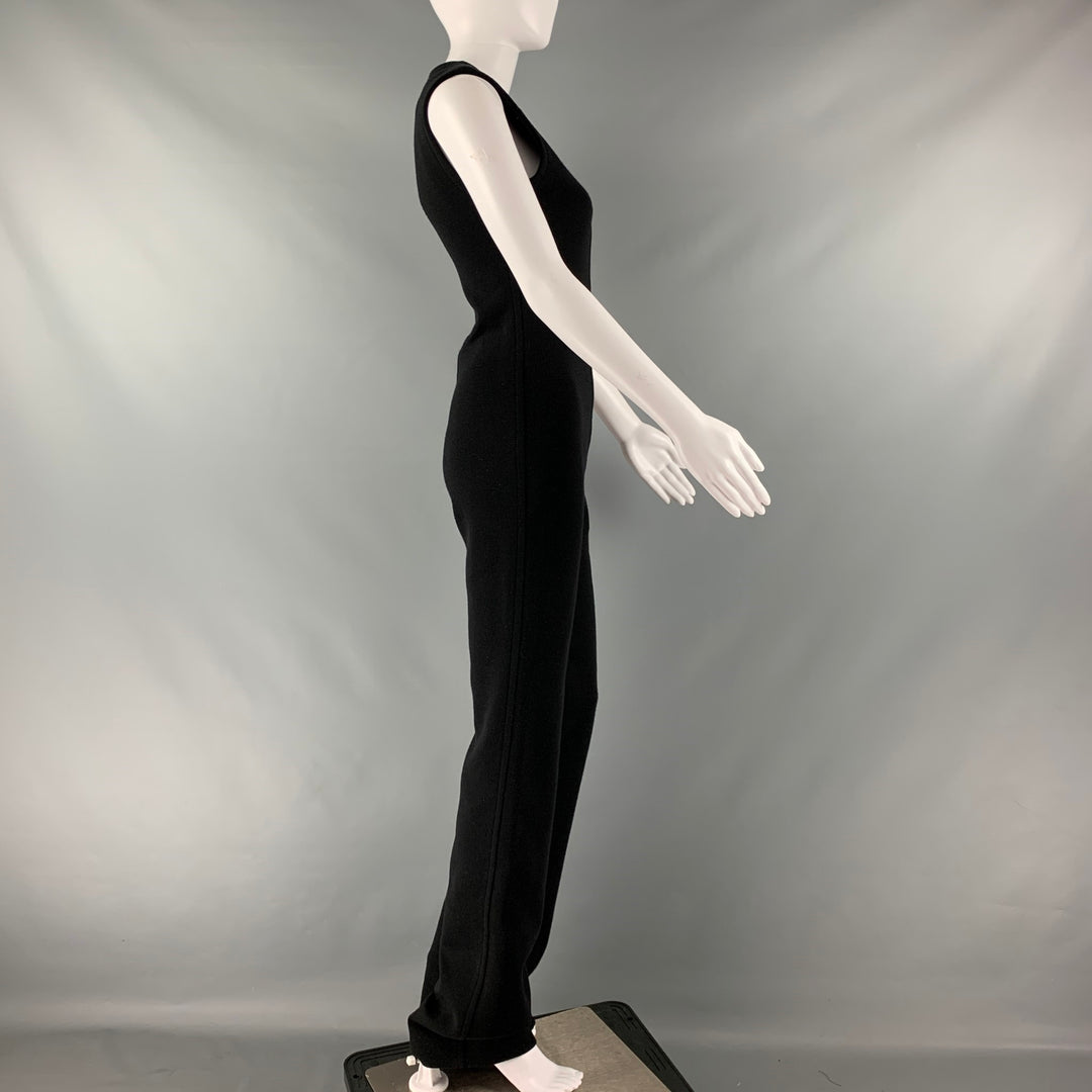 SAINT LAURENT Size 2 Black Wool Blend Sleeveless Jumpsuit