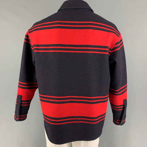 No. 21 Size S Red Navy Stripe Wool Nylon Shirt Jacket
