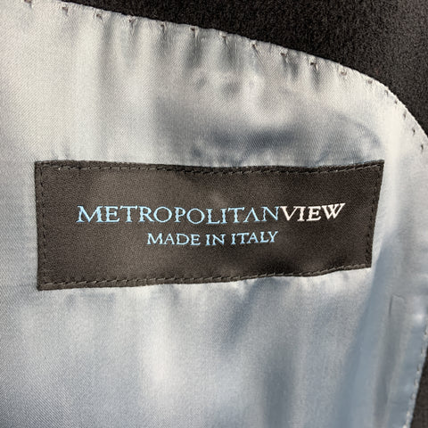 METROPOLITANVIEW Size 40 Black Cashmere top Stitch Notch Lapel Coat