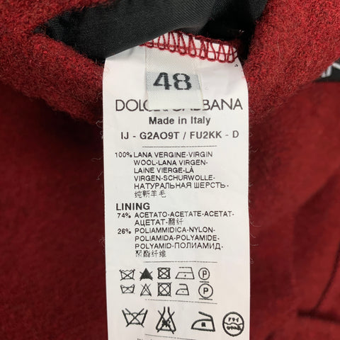 DOLCE & GABBANA Size 38 Red Tweed Wool Notch Lapel Sport Coat