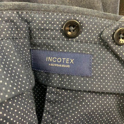 INCOTEX Size 28 Blue Cotton Flat Front Casual Pants