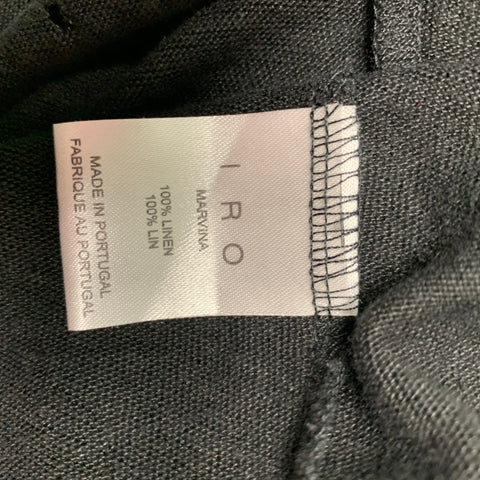 IRO Marvina Taille S T-shirt à manches longues en lin vieilli noir