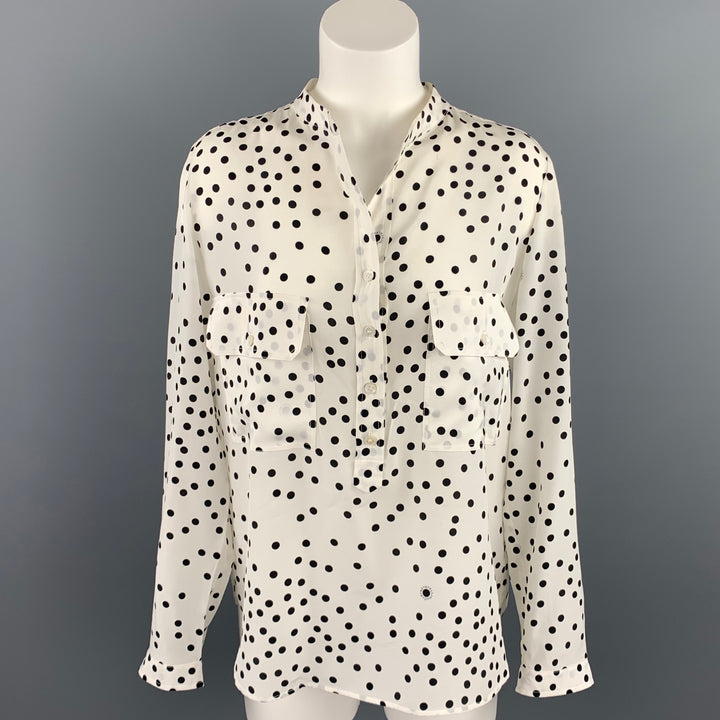 STELLA McCARTNEY Talla 6 Blusa de seda con estampado de puntos blancos y negros