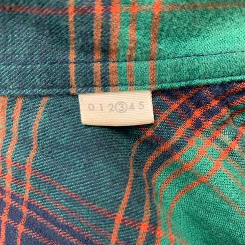 BAND OF OUTSIDERS Size L Green &  Navy Plaid Cotton Button Down Long Sleeve Shirt
