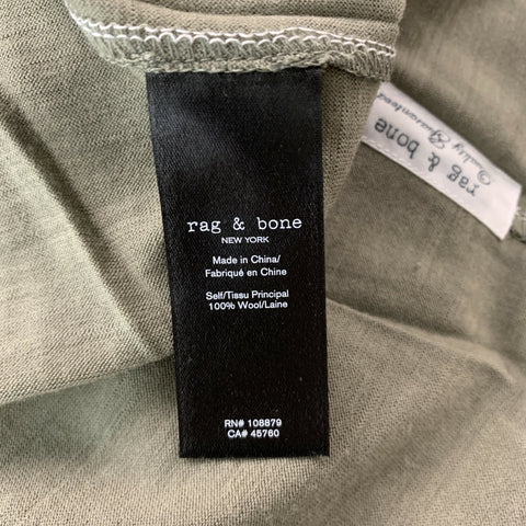 RAG &amp; BONE Camiseta color salvia de lana lisa con cuello redondo Talla L