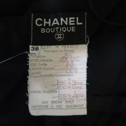 Vintage CHANEL Spring 1991 Size 6 / FR 38  Black Silk Bustier Ribbon Cocktail Dress