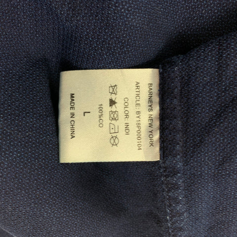 PIATELLI Size L Indigo Cotton Button Down Long Sleeve Shirt