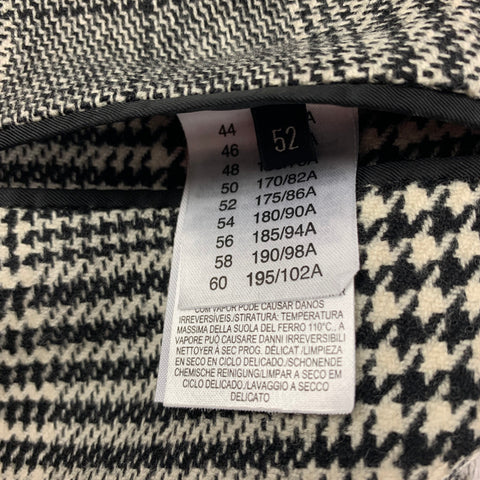 DUNHILL Size 42 Black White Plaid Wool Cashmere Car Coat