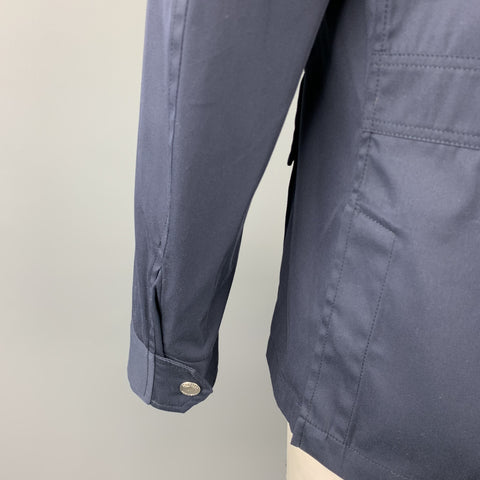 BRUNELLO CUCINELLI Size 42 Navy Cotton Blend Zip & Snaps Jacket