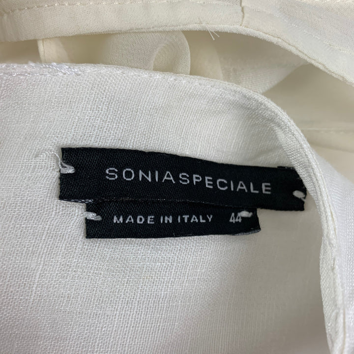 SONIA SPECIALE Size M White Embroidered Sleeveless Long Dress
