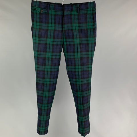 BURBERRY Size 34 Blackwatch Plaid Wool Zip Fly Dress Pants