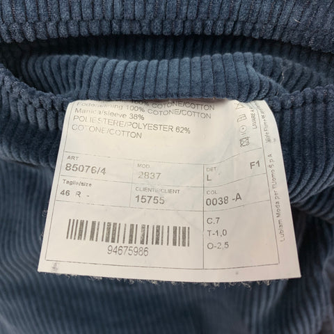 BRANDO Size 36 Blue Corduroy Cotton Notch Lapel Sport Coat