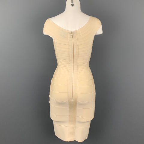 HERVE LEGER Size XS Cream Rayon Blend Bandage Marina Cocktail Dress