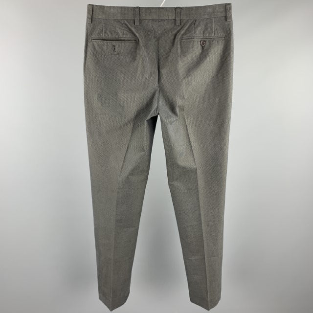 ETRO Size 32 Charcoal Grid Print Cotton Zip Fly Dress Pants