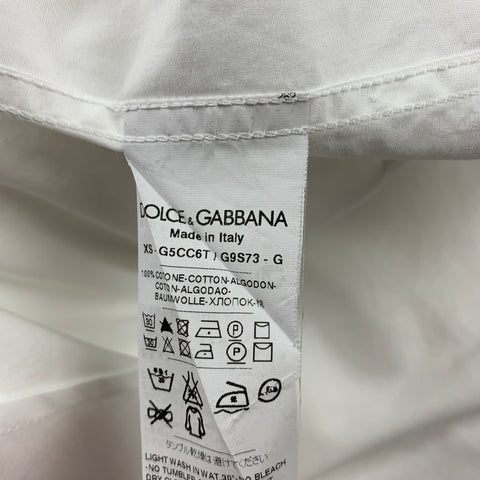 DOLCE & GABBANA Gold Size L White Cotton Tuxedo Long Sleeve Shirt