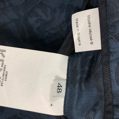 KENZO Size 38 Black Blue Color Block Wool Mohair Notch Lapel Sport Coat