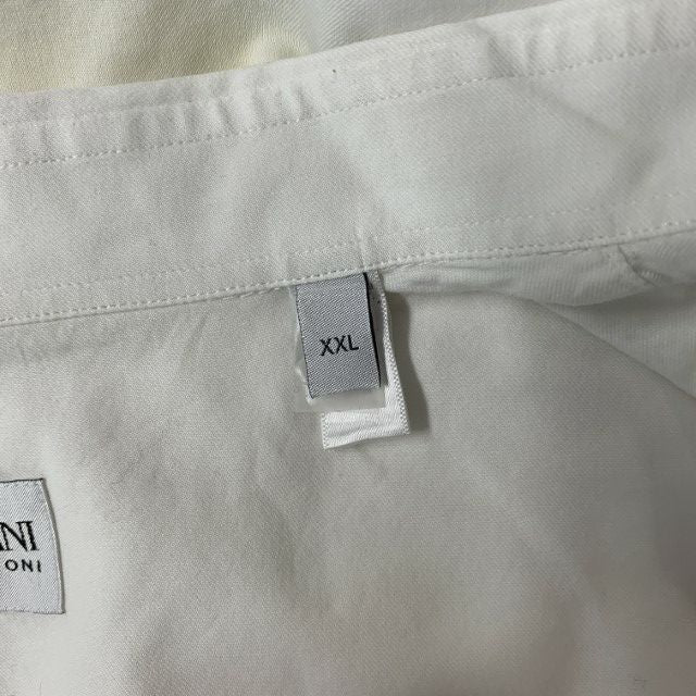 ARMANI COLLEZIONI Size XXL Solid White Grey Cotton Button Up Long Sleeve Shirt