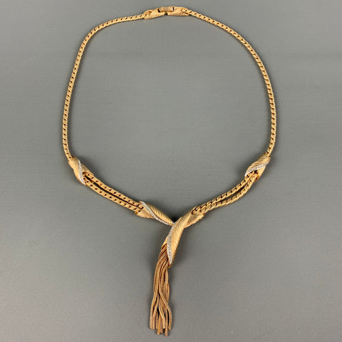 Collier à franges en strass doré VINTAGE