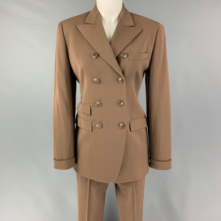 RALPH LAUREN Purple Label Size 2 Tan Wool Double Breasted Pants Suit