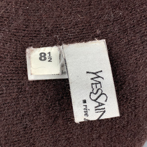 YVES SAINT LAURENT Brown Leather Cashmere Gloves