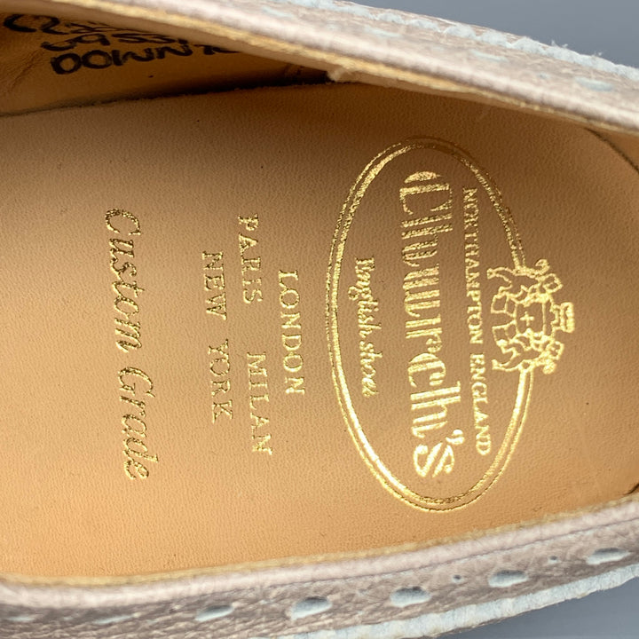 CHURCHILL Downton Taille 7.5 Taupe Chaussures à lacets en cuir grainé perforé
