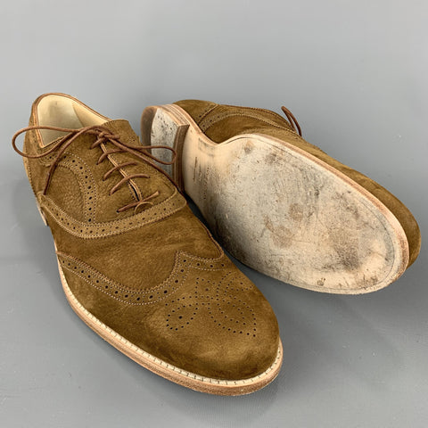 LOUIS VUITTON Taille 11,5 Lacets à bout d'aile en cuir marron perforé