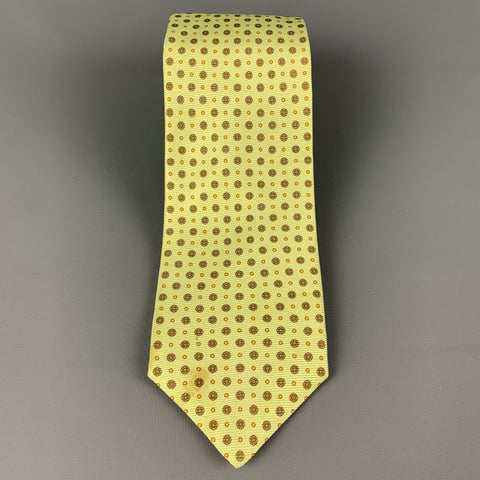KITON Light Green Blue Dots Silk Tie