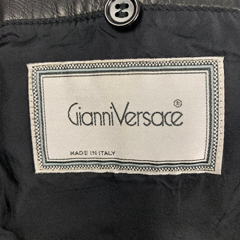 GIANNI VERSACE Size M Black Leather Oversized Jacket