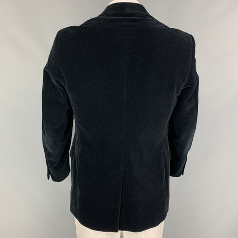 PRADA Size 42 Regular Black Velvet Cotton Notch Lapel Sport Coat