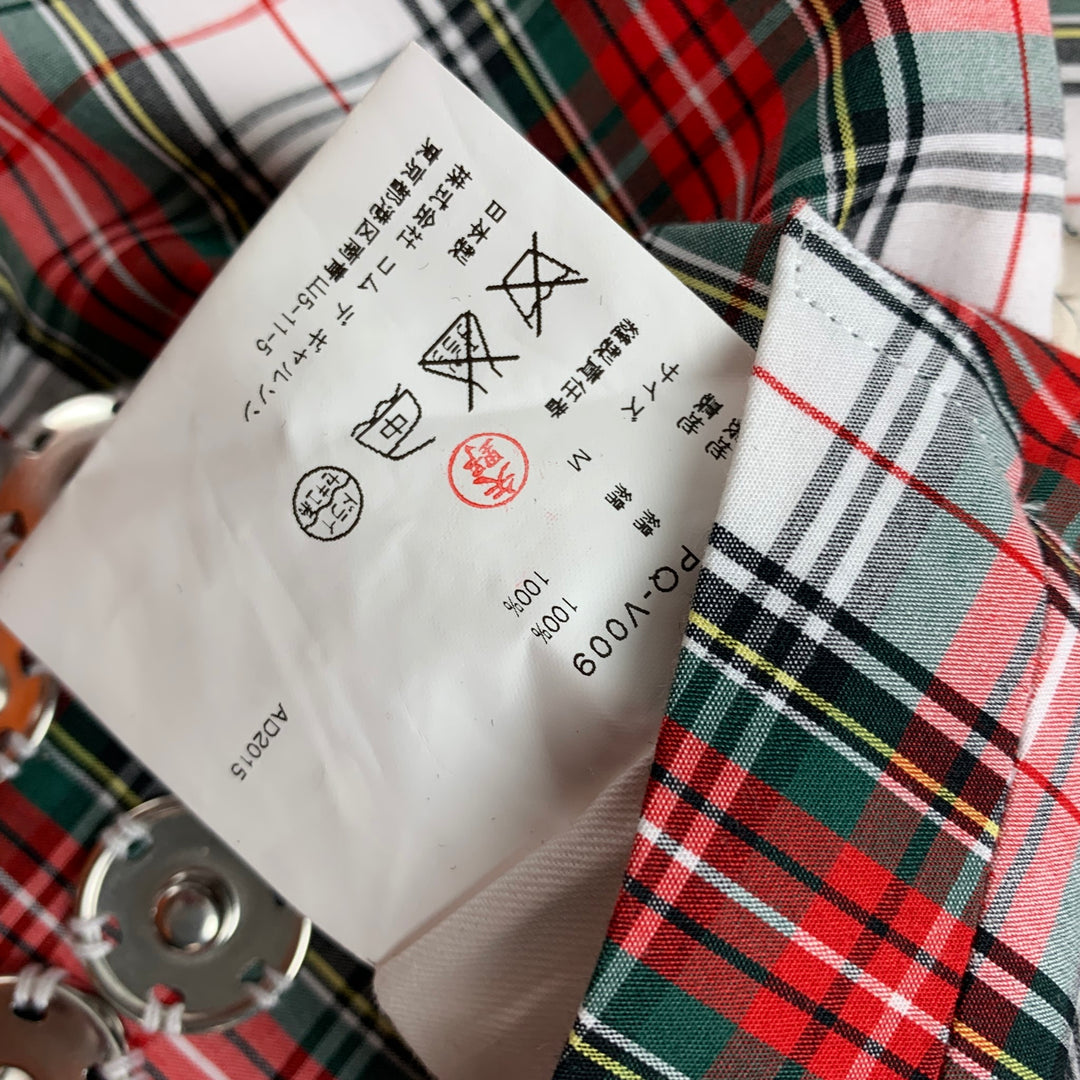 COMME des GARCONS HOMME PLUS SS 16 Taille M Blanc Rouge Vert Plaid Vest