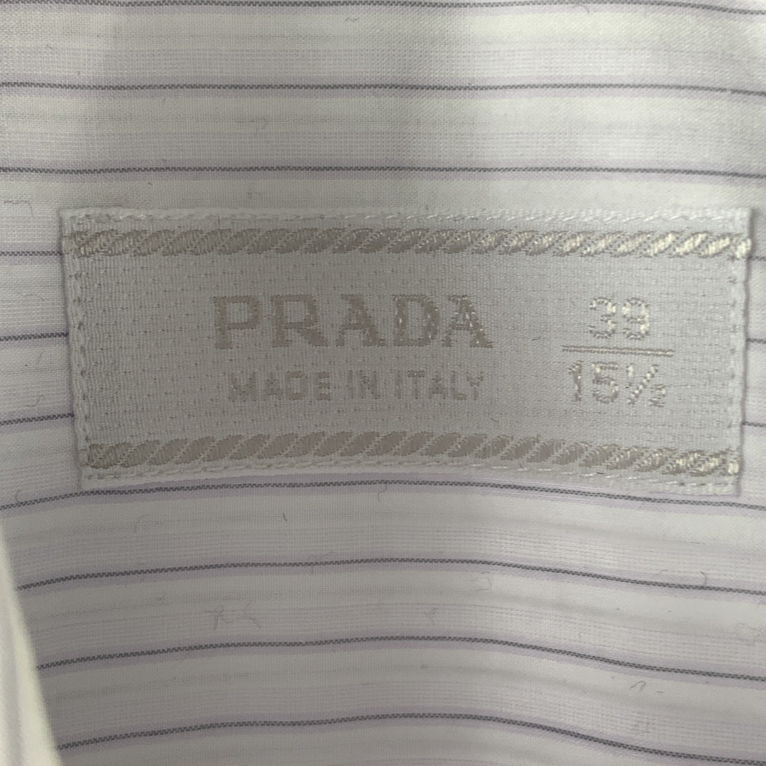 PRADA Size M Lavender Stripe Cotton Button Up Long Sleeve Shirt