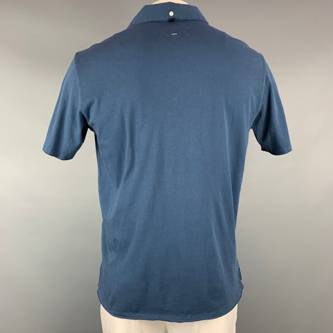 RAG & BONE Size L Blue Cotton Buttoned Polo