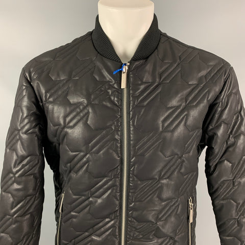 VERSACE JEANS Size 38 Black Quilted Viscose Blend Zip Up Bomber Jacket